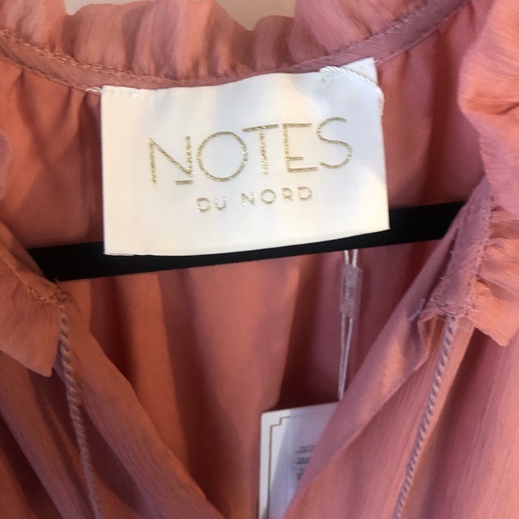 NWT Notes du Nord Blaire Tiered Silk Pink Sheer Maxi Dress Ruffle Danish 40 or L - Picture 3 of 15